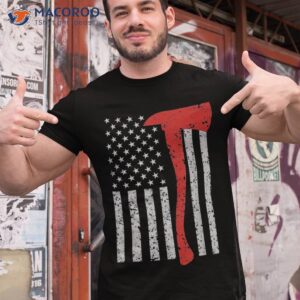 firefighter american flag axe thin red line patriot shirt tshirt 1