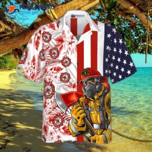 firefighter american flag tropical hawaiian shirt texas bluebonnet fire departt logo shirt for 2