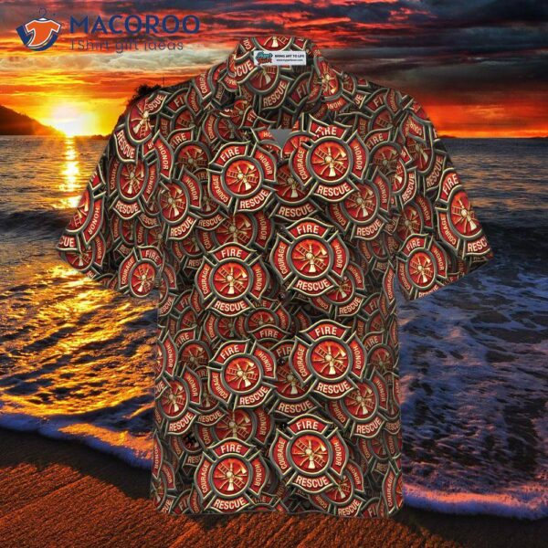 Firefighter Courage Rescue Honor Hawaiian Shirt, Fire Departt Logo Pattern For