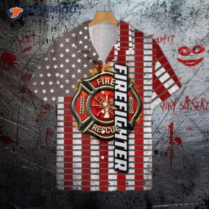 firefighter logo and american flag hawaiian shirt horizontal stripe shirt for 2