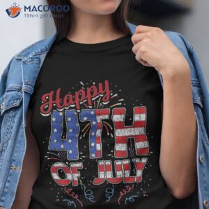 Fireworks Happy 4th Of July Us Flag American Shirt