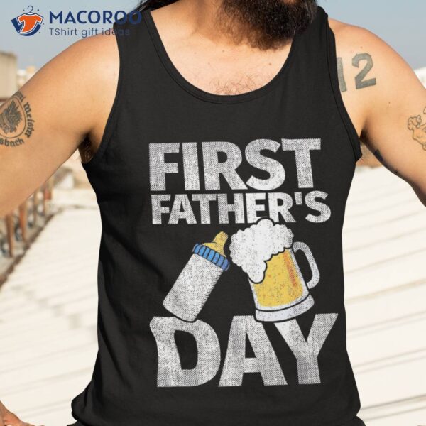 First Father’s Day Gift Beer Baby Bottle Daddy 2023 Dad Joke Shirt