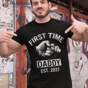 First Time Daddy New Dad Est 2023 Fathers Day Baby Kids Shirt