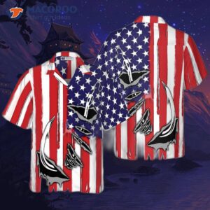 fishhook american flag hawaiian shirt 0