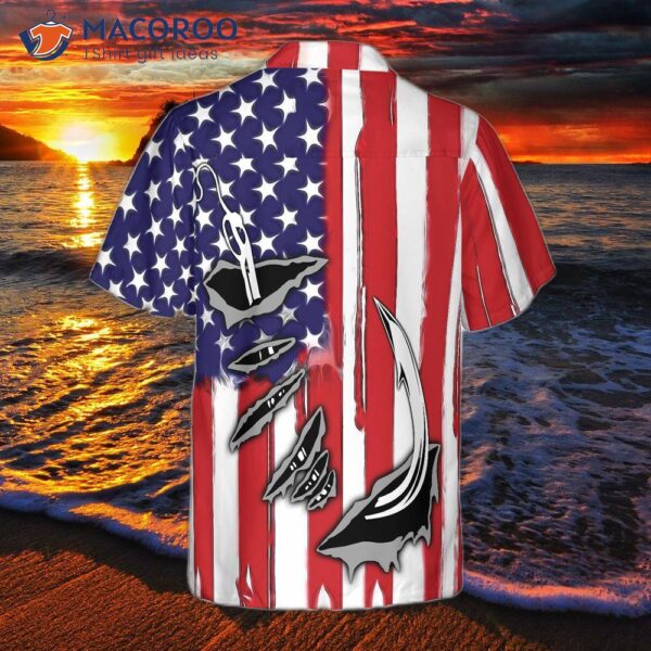 Fishhook American Flag Hawaiian Shirt