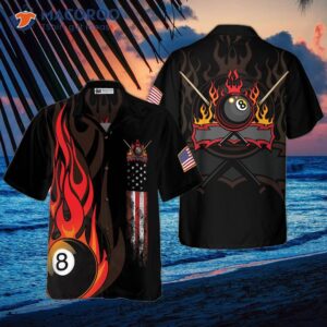 flame printed eight ball billiard pool hawaiian shirt 0