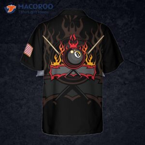 flame printed eight ball billiard pool hawaiian shirt 1
