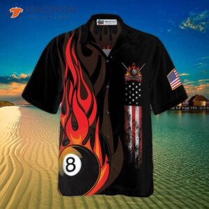 flame printed eight ball billiard pool hawaiian shirt 2