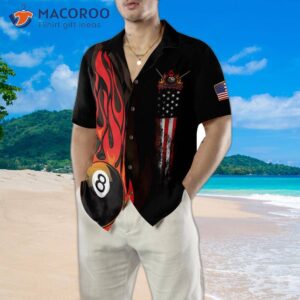 flame printed eight ball billiard pool hawaiian shirt 4