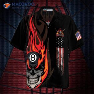 flame skull billiard pool hawaiian shirt 2