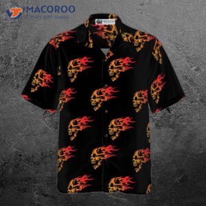 flaming angry skull hawaiian shirt 2