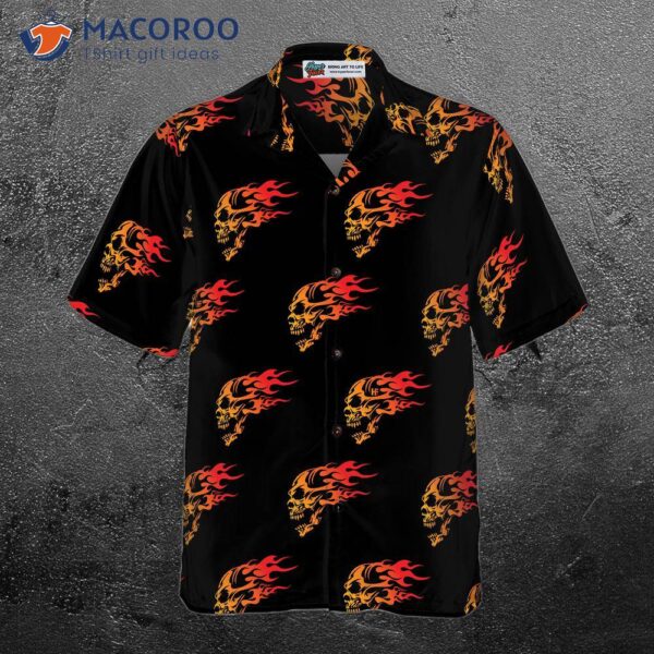 Flaming Angry Skull Hawaiian Shirt