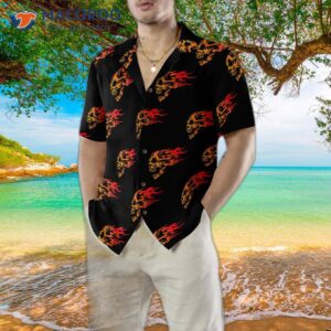 flaming angry skull hawaiian shirt 3