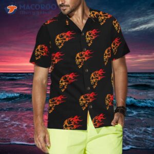 flaming angry skull hawaiian shirt 4