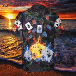 flaming poker casino hawaiian shirt flame shirt for adults cool card players 1