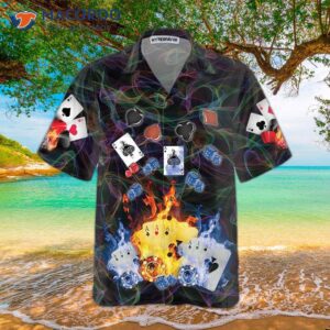 flaming poker casino hawaiian shirt flame shirt for adults cool card players 2
