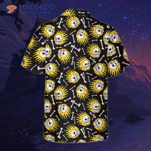 Flaming Skull Pattern Hawaiian Shirt, Unique Flame Shirt For , Print