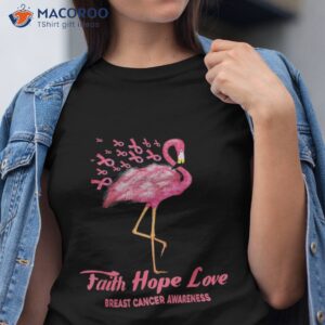 flamingo breast cancer awareness pink ribbon shirt tshirt