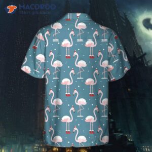 Flamingo On Christmas Holiday Hawaiian Shirt, In Santa Hat Best Gift Idea