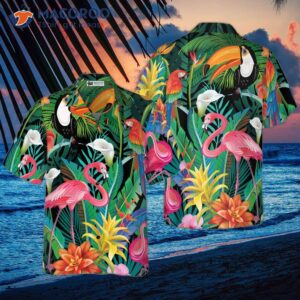 flamingo patterned hawaiian shirt 0