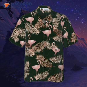 flamingo patterned rose gold hawaiian shirt 2