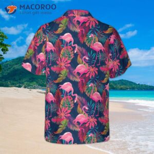 Flamingo With Palm Leaves Hawaiian Shirt