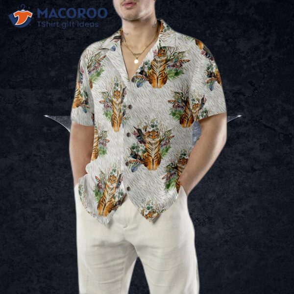 Floral Boho Tiger Shirt For Hawaiian