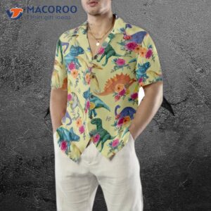 floral dinosaurs hawaiian shirt 4