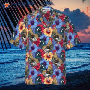 floral rooster hawaiian chicken shirt 2