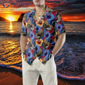 floral rooster hawaiian chicken shirt 3