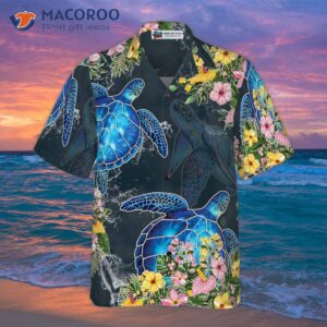 floral sea turtle hawaiian shirt 2
