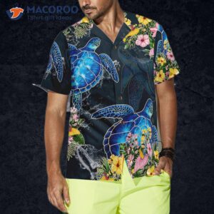 floral sea turtle hawaiian shirt 3