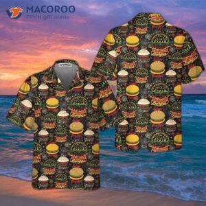 floral tasty burgers hawaiian shirt funny seamless pattern burger shirt 0