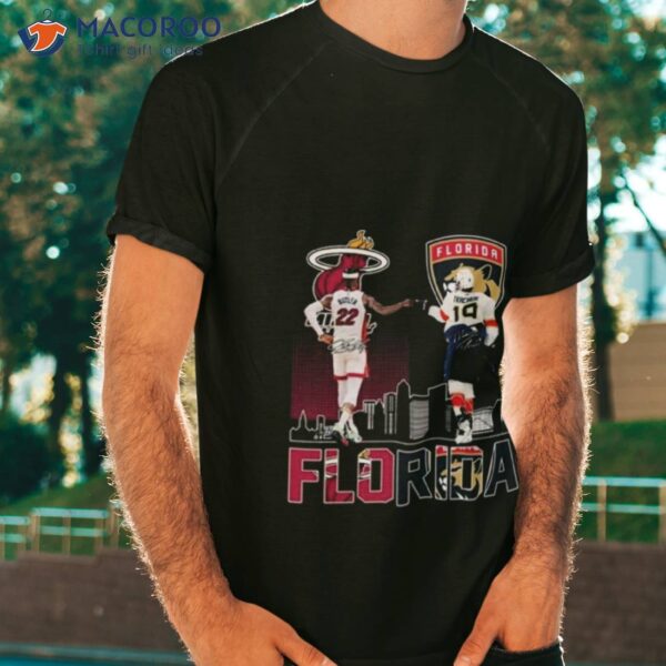 Florida Panthers And Miami Heat Butler And Tkachuk Skylines Signatures Shirt