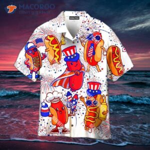 fourth of july funny american hawaiian hot dog shirts 1