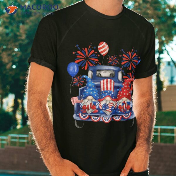 Fourth Of July Gnomes Patriotic American Flag Red White Blue Shirt