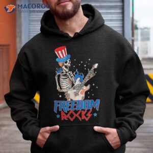 freedom rocks skeleton playing guitar 4th of july patriotic shirt hoodie