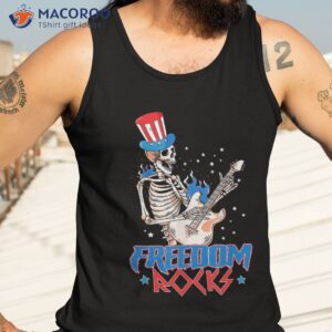 freedom rocks skeleton playing guitar 4th of july patriotic shirt tank top 3