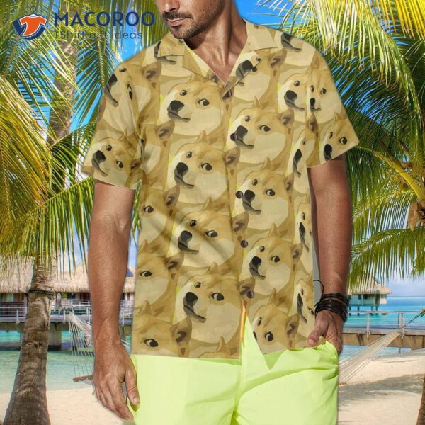 Full-face Doge Pattern Dogecoin Hawaiian Shirt