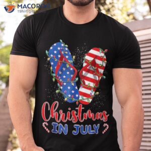 funny american flag flip flops xmas lights christmas in july shirt tshirt