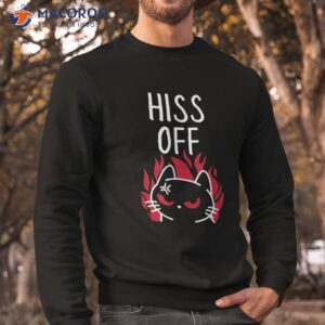 funny angry black cat hiss off meow shirt sweatshirt