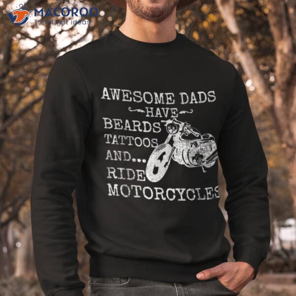 Funny Beard Shirt Awesome Dad Tattoos And Motorcycles