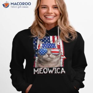 funny cat lover 4th of july meowica american flag shirt hoodie 1