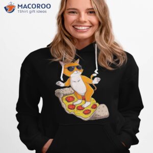 funny cat surfing on pizza cute lover boys girls kids shirt hoodie 1