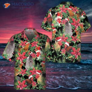 Funny Chicken With Christmas Plants Hawaiian Shirt