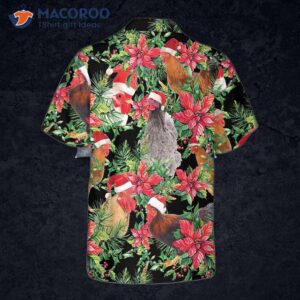 Funny Chicken With Christmas Plants Hawaiian Shirt