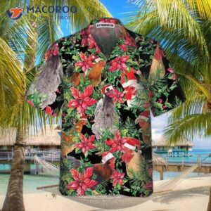 funny chicken with christmas plants hawaiian shirt 2
