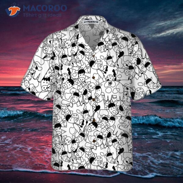 Funny Cow Doodle Pattern Hawaiian Shirt, Shirt For And , Print