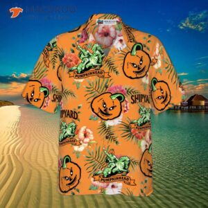 funny custom shipyard pumpkinhead logo hawaiian shirt 2