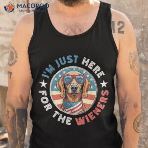 funny dog i m just here for the wieners dachshund july 4th shirt tank top